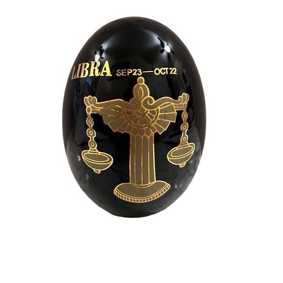 Astrological Libra Sign The Scales Black & Gold Lightweight Egg - Picture 1 of 5